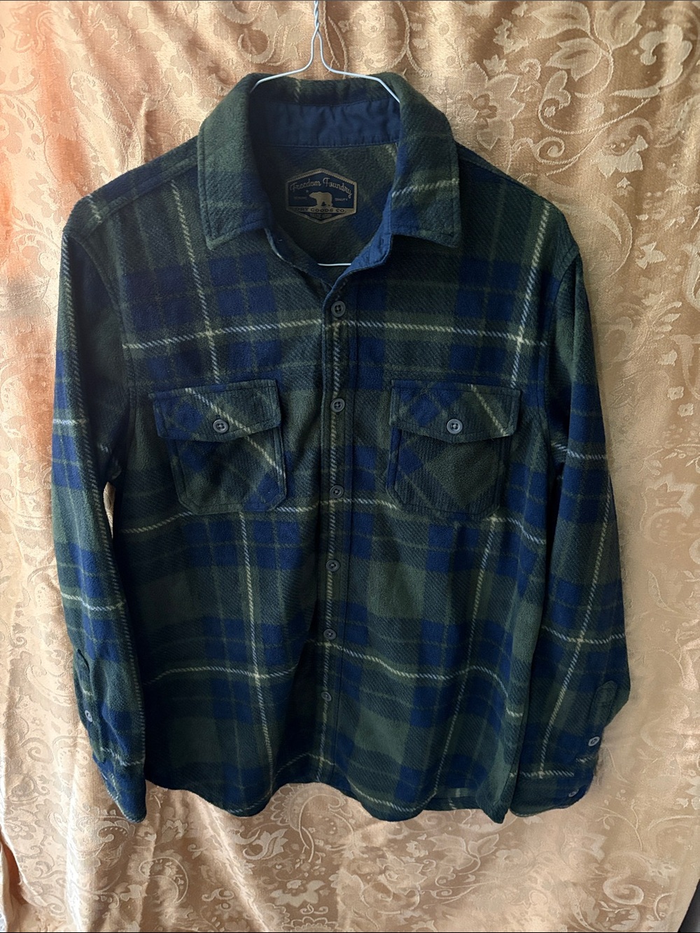 Men's Green & Blue Plaid Button-Up Jacket